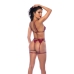 Leg Avenue Three-Piece Vinyl Lingerie Set S Wine Red Adjustable Straps