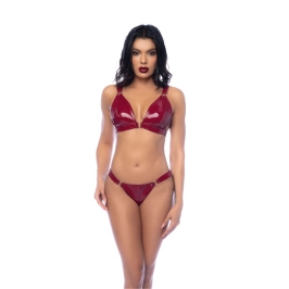 Leg Avenue Two-Piece Gloss Vinyl Bra Set L Wine Red