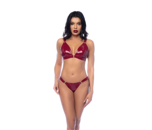 Leg Avenue Two-Piece Gloss Vinyl Bra Set L Wine Red