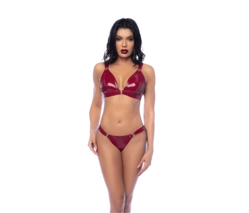 Leg Avenue Two-Piece Vinyl Lingerie Set XL Gloss Wine Red