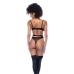 Rock Star Three-Piece Set S/M Wet Look Black Mesh Contrast Lingerie