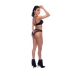 Rock Star Balcony Bra & Panty Set S/M Wet Look Black - Adjustable Straps