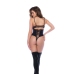 Rock Star Cincher Bodysuit L/XL Wet Look Black with Lace-Up Detail