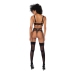 Mapale Pretty Little Rocker L/XL Black Mesh Three-Piece Lingerie Set
