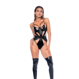 Leg Avenue Bodysuit M Wet Look Black with Underwire & Cut-Out Design Leg Avenue Bodysuit M Wet Look Black with Underwire & Cut-Out Design