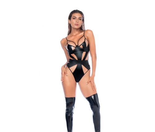 Dreamgirl Bodysuit XL Wet Look Black Adjustable Underwire Design