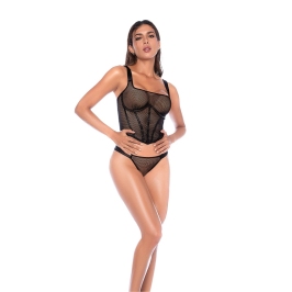 Mapale Mesh Two Piece Set L/XL Black - Underwire Top & Briefs