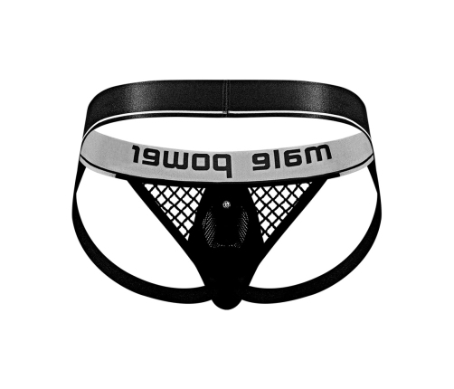 Male Power Cock Pit Net Jockstrap L/XL Black with Detachable Pouch