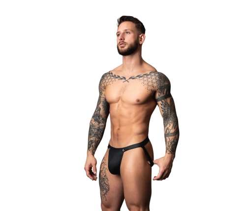 Male Power Snap Off Jock L/XL Black - Easy Release Intimate Wear