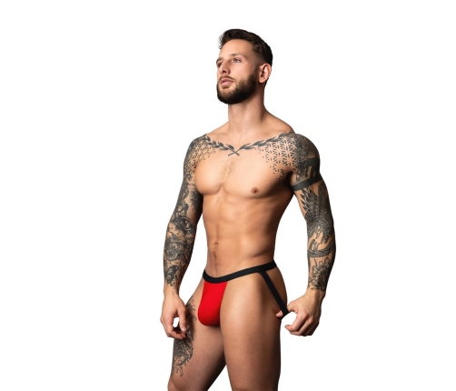Male Power Hot Mesh Jockstrap L/XL Red-Black Comfort Fit