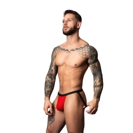 Male Power Hot Mesh Jock S/M Red-Black Comfort Fit Micro Mesh