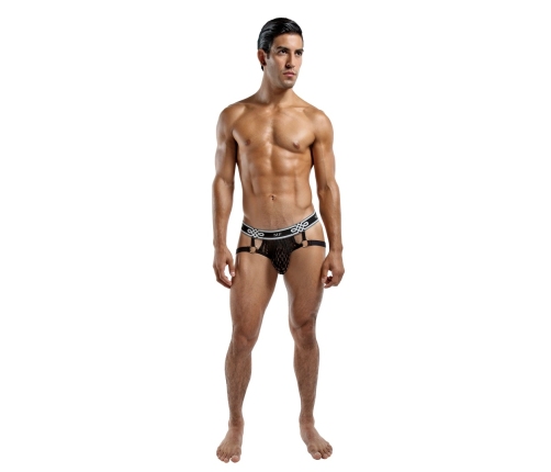 Male Power Peep Show Jock Ring S/M Black - Comfort Elastic Design
