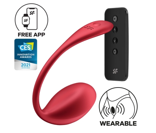 Satisfyer Shiny Petal Connect App Red - Wearable Vibrating System, IPX7