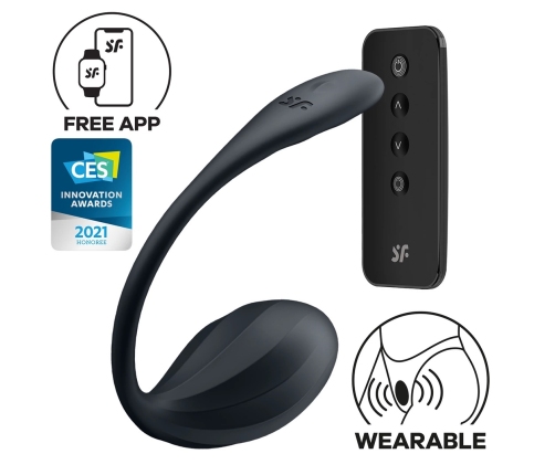 Ribbed Petal Connect App - Wearable Couple Vibrator - Black