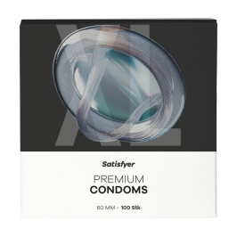Satisfyer XL 60mm Premium Condoms 100-Pack - Large Fit, Discreet Design