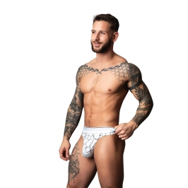 Male Power Soo Cumfy Thong S/M White Marble Modal Underwear