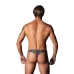 Male Power Arcoiris Thong with Cobalt Boneyard Ring L/XL Blue