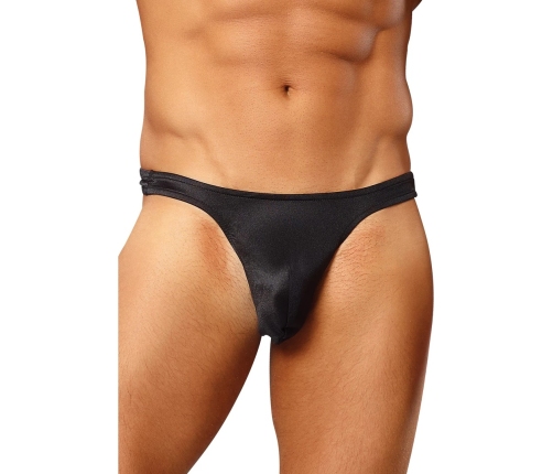 Male Power Satin Spandex Comfort Fit Thong S/M Black