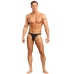 Male Power Satin Spandex Comfort Fit Thong S/M Black