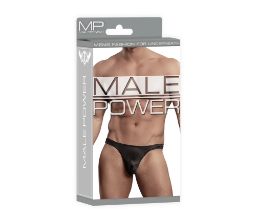 Male Power Satin Spandex Comfort Fit Thong S/M Black