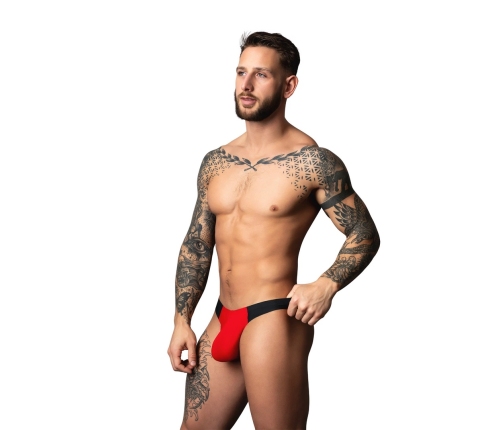 Male Power Hot Mesh Thong S/M Red-Black Lightweight Micro Mesh