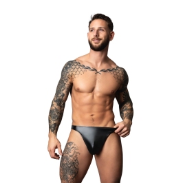 Male Power Liquid Onyx 2.0 Thong L/XL Black High-Shine Comfort Fit