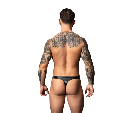 Male Power Liquid Onyx 2.0 Thong L/XL Black High-Shine Comfort Fit