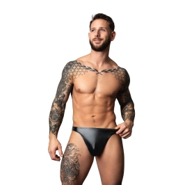 Male Power Liquid Onyx 2.0 Wetlook Thong S/M Black - Sculpted Fit