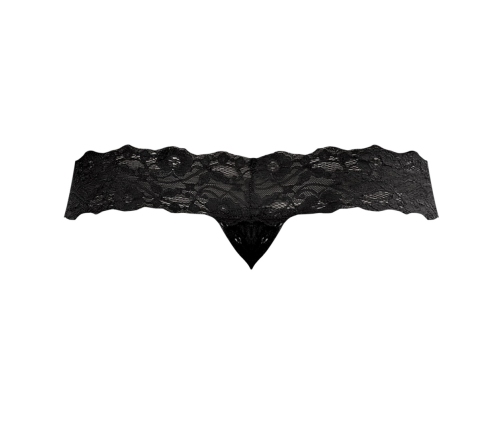 Male Power Scandal-Lace Micro Thong L/XL Black - Mesh & Lace Waistband