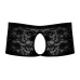Male Power Stretch Lace Crotchless Short L/XL Black - Elegant Lace Design