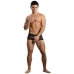 Male Power Stretch Lace Crotchless Short L/XL Black - Elegant Lace Design