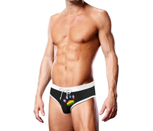 Swim Brief - Black Oversized Paw - L