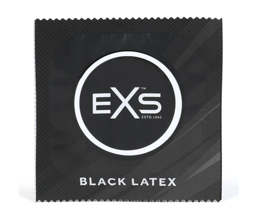 EXS Black Latex Vegan Condoms 48-Pack - Modern Black Finish, Flared Shape