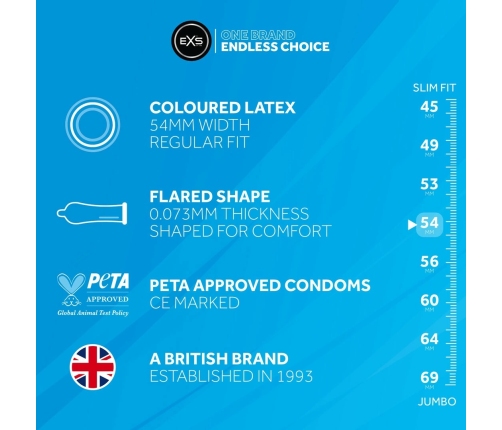 EXS Black Latex Vegan Condoms 48-Pack - Modern Black Finish, Flared Shape