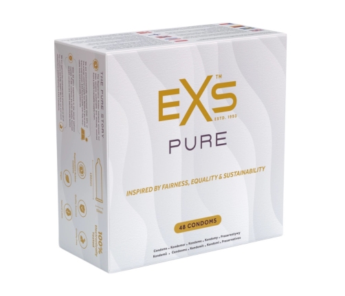EXS Pure Ultra-Thin Latex Condoms 48-Pack | Eco-Friendly 53mm Width