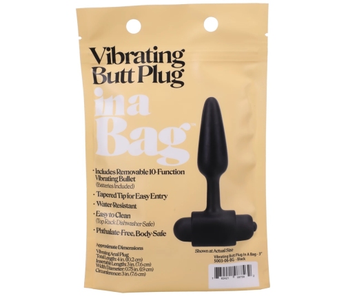 Vibrating Butt Plug - 3 / 8 cm - Black
