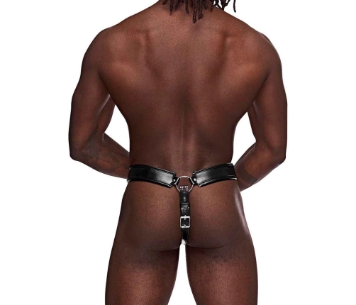 Male Power Taurus Imitation Leather Cage Thong Black One Size