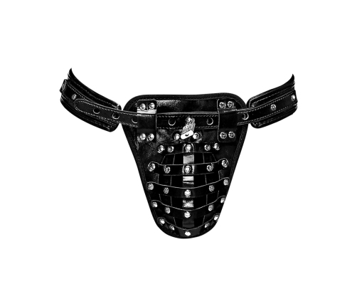 Male Power Taurus Imitation Leather Cage Thong Black One Size