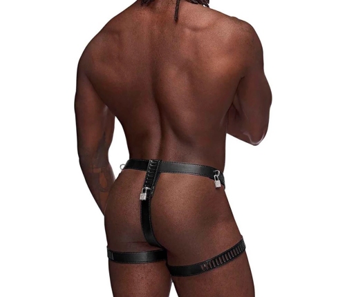Scorpio - Imitation Leather Chastity Thong - One Size - Black