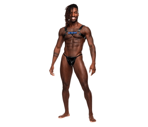 Aries - Imitation Leather Harness - One Size - Black/Blue
