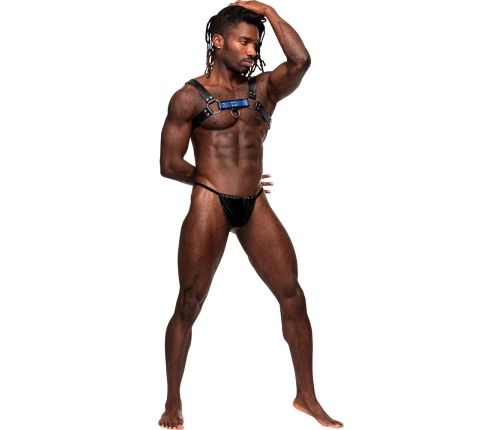 Aries - Imitation Leather Harness - One Size - Black/Blue