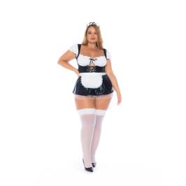 Mapale French Maid Dress 1/2X Black/White with Apron & Headpiece
