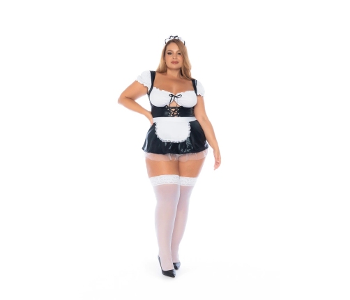 Mapale French Maid Dress 1/2X Black/White with Apron & Headpiece