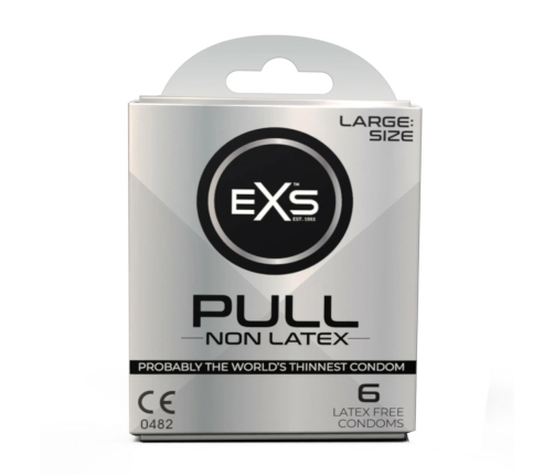 EXS Pull Large Condoms 6-Pack - Spacious Fit, Pre-Lubricated, AT-10 Resin