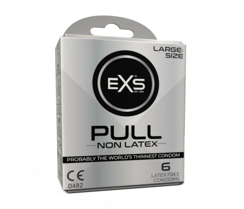 EXS Pull Large Condoms 6-Pack - Spacious Fit, Pre-Lubricated, AT-10 Resin