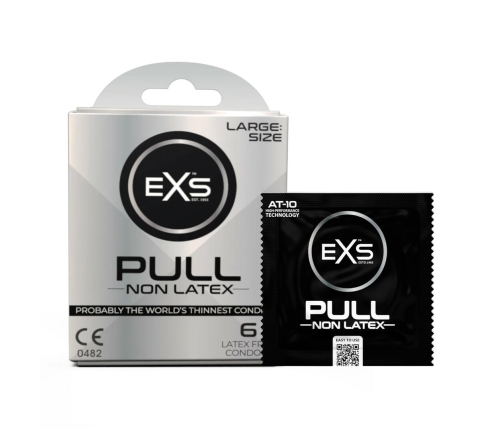 EXS Pull Large Condoms 6-Pack - Spacious Fit, Pre-Lubricated, AT-10 Resin