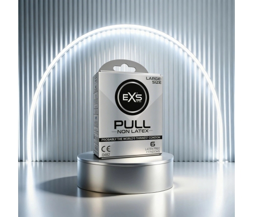 EXS Pull Large Condoms 6-Pack - Spacious Fit, Pre-Lubricated, AT-10 Resin