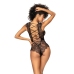 Mapale Eyelash Lace Bodysuit S/M Black - Adjustable Back Detail