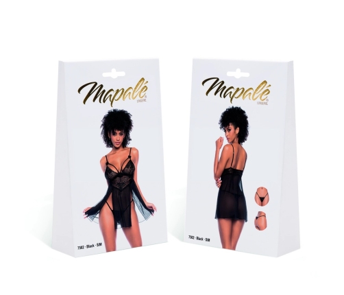 Obsessive Babydoll L/XL Black - Floral Lace & Mesh Lingerie Set