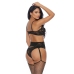 Lace Me Down - Bra, Garter Belt and Panty - XL